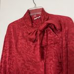 Saint Laurent Vintage 1970 Yves Rive Gauche Red silk button front bow blouse 36 Photo 1