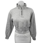 Aritzia TNA Sweatfleece Gray Quarter Zip Long Sleeve Cropped Sweatshirt Top XS Photo 0