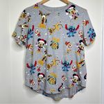Disney 100 Character Christmas Shirt Sleeve T Shirt Juniors XXL Gray Stitch Photo 0