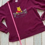Disney Pooh Burgundy Fleece Crewneck Pullover Sweatshirt Unisex Size Medium Photo 4