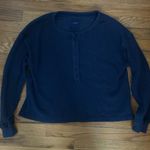 Aerie  Dark Blue Ribbed Long Sleeve Tee Photo 0