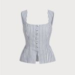 Rihoas Blue Striped Square Neck Tank Top Size M Photo 4