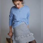 Anthropologie Maeve Tamara Fringed Mini Sweater Skirt Grey Size Medium Photo 1