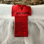 Christina V Women’s White Black Embroidered Boho Peasant Blouse Size M Sheer Top Size M Photo 6