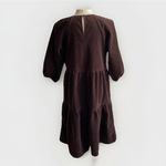 Everlane  Tiered Corduroy Midi Dress Dark Brown Relaxed Casual 3/4 Sleeves Medium Photo 4