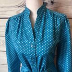 Vintage 70s Schrader Sport Blue Patterned Long Sleeve Dress Photo 2