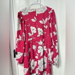 Anthropologie NWT  Natalia Mazzei Zubillaga Deep-V Pink Floral Printed Romper L Photo 4