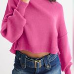 Sweater Womens XL Pink Crop Top Crewneck Cropped Batwing Sleeve Ribbed Tops D1 Photo 6