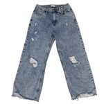 Avec Les Filles Women’s Acid Wash Destructed Raw Hem High Waisted Jeans size 27 Photo 1