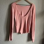 Free People 💖🆕 by We The Free Pink Blush Open Back Long Sleeve Tee✨NWT✨ Photo 7