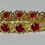 Ruby Gold Red Round  Diamond Gemstone  Tennis Bracelet Jewelry ♥️✨ Photo 2