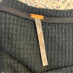 Free People  Causal Clash Waffle Knit Black Combo Blouse Photo 7