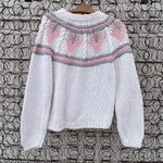 Vintage 90s knitted by hand pastel sweater fair isle medallion neckline Pink Size M Photo 2