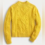J.Crew Pom-Pom Cable Knit Mock Neck Lambs Wool Sweater Mustard Yellow Size Small Photo 1
