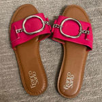 Franco Sarto  mandy Slip On Silver Hardware Dark Pink Sandals 8.5 Photo 0