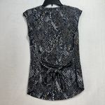 Liz Claiborne Snakeskin Brown Gray Tied Back V-Neck Sleeveless Top Petite Small Photo 3