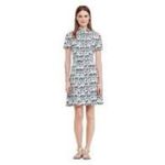 Tory Burch  Figurine Stretch Poplin Shirtdress Abstract Blue White Navy 8 Photo 6