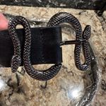 Snake Belt Buckle Black Leather Fashion Belt 43” for waist size 32 Photo 1
