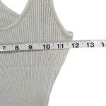 Bebe Y2K Tank Top M Light Gray Shimmer Ribbed Knit Stretch Scoop Racerback Glam Photo 7