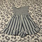 Angie  Navy and White Striped Romper Photo 1