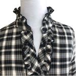 Como vintage Womens Nordstrom  Plaid Scalloped Ruffle Button Down Shirt - Sz L Photo 2