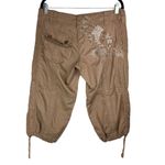Y2K Original & Glamour Sz Large Cargo Baggy Crop Pants Patchwork Embroidered Tan Photo 1