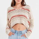 Urban Outfitters UO Sasha Striped Cropped Crochet Sweater Size Small Photo 0