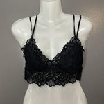 SO  Bralette Bra Womens Medium Black Lace Longline Wireless Strappy Crossback Top Photo 0