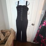Good American  Black Cargo Tank Bootcut Jumpsuit Full Length LaceUp Pockets S NWT Photo 4