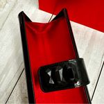 Lancome Black Clutch Patent Finish Magnetic Bejeweled Closure Holiday Party Photo 3