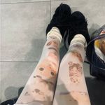 Cat Lover Weirdcore Leggings Tights Kawaii White Photo 3