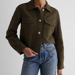 EXPRESS Tweed Novelty Button Cropped Shacket Photo 0