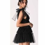 Lulus  Tulle-Proof Black Tulle Beaded Tie-Shoulder Tiered
Mini Dress XL Photo 6