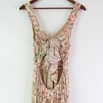 Aura  V-Neck Tie‎ Back Floral Maxi Dress Cream S Photo 4
