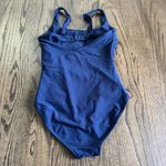 Athleta  Womens Navy Blue Ruched Square Neck One Piece Swim Suit Size Small Photo 1