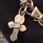 Sterling Silver Link Charm Bracelet with 3 Charms Photo 7