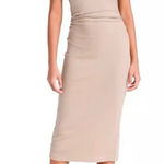 Young Fabulous and Broke Jodie Bodycon Ruched Midi Dress in Shiitake Mineral Photo 0