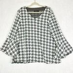 Calessa Houndstooth Flare Bell Sleeve Top Size 1X V Photo 0