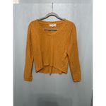 Hippie Rose  Mustard Yellow Ribbed V Neck Long Sleeve Cropped Sweater Top Size S Photo 3