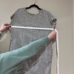 Madewell Stripe-Play Button-Back Tee Grey and White Dress Photo 5