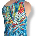 Jams World Kamuela Print Tank Top Blue Tropical Floral Crinkle Rayon Hawaiian XL Photo 5