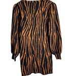 Lucy Paris Cognac Zebra Puff Shoulder Balloon Sleeve Mini Sweater Dress Size XS Photo 2