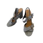 Qupid  Striped Heel Sandals Womens Size 8 Block 4.5" Ankle Strap Summer Shoe Photo 2