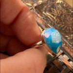 Marine Blue Aura Druzy Solid Sterling Silver Ring 8.5 Blue Photo 11