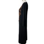 Vintage Carole Little Long Sweater Dress Size MP Black Embroidered Knit Floral Photo 5