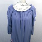 Dizzy Lizzy Blue Ruffle Off Shoulder Embroidered Dress Size M Photo 2