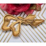Monet  Signed Brooch Pin Brushed Gold Tone Elegant Graceful Ribbon 3" Stunning Photo 2