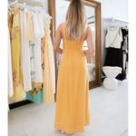 MON RENN scenic dress in mango Yellow Maxi Dress with Floral Detail NEW Size M Photo 4