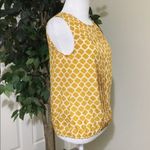 Loft  Yellow Silky Sleeveless P,eat Front Round Neck Career Blouse XSP Photo 4