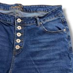 Rue 21 Womens High Rise Crop Flare Denim Blue Jeans Dark Wash Distressed Size 16 Photo 3